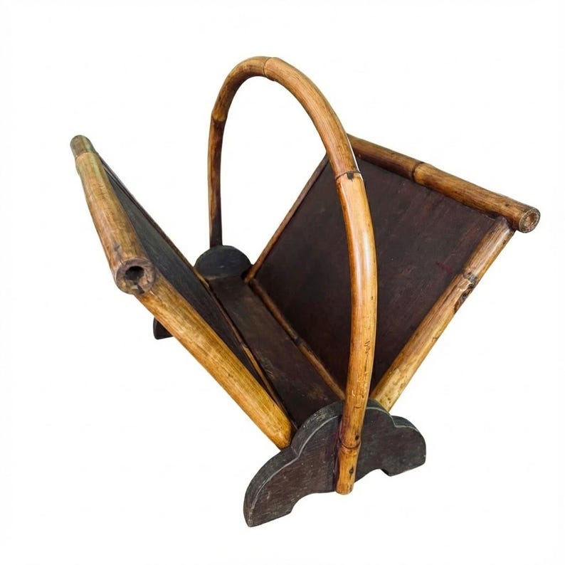 Magazine Bamboo Wood Rack W/ Fold Out Panels - Holder Vintage - Etsy
