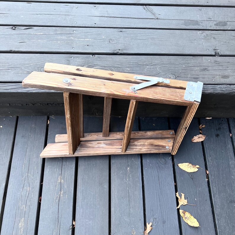 Folding Ladder, Wood Step Stool Vintage - Rustic Decor, Plant Stand ...