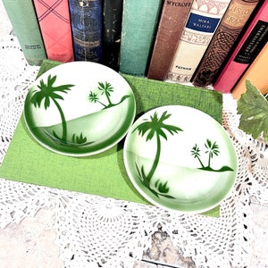 Feel the ocean breeze Palm Tree Restaurant Dinnerware Plates - Use for Trinket, Candle or Bread Plate