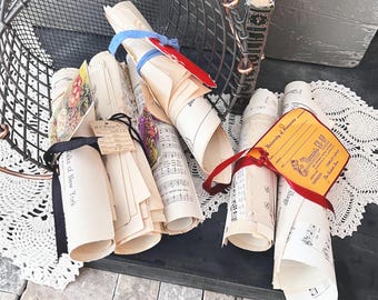 2 Rolls of Vintage Sheet Music each w/ 24 + Pages - Vintage Mix of Holiday, Religious, Popular Music of the Day - Collage Repurpose