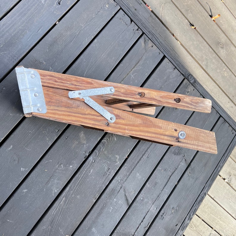 Folding Ladder, Wood Step Stool Vintage - Rustic Decor, Plant Stand ...