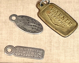 Of course you need it - Old Metal Key Fob Choice of Styles - Antique / Vintage - Return Address Registry Tag