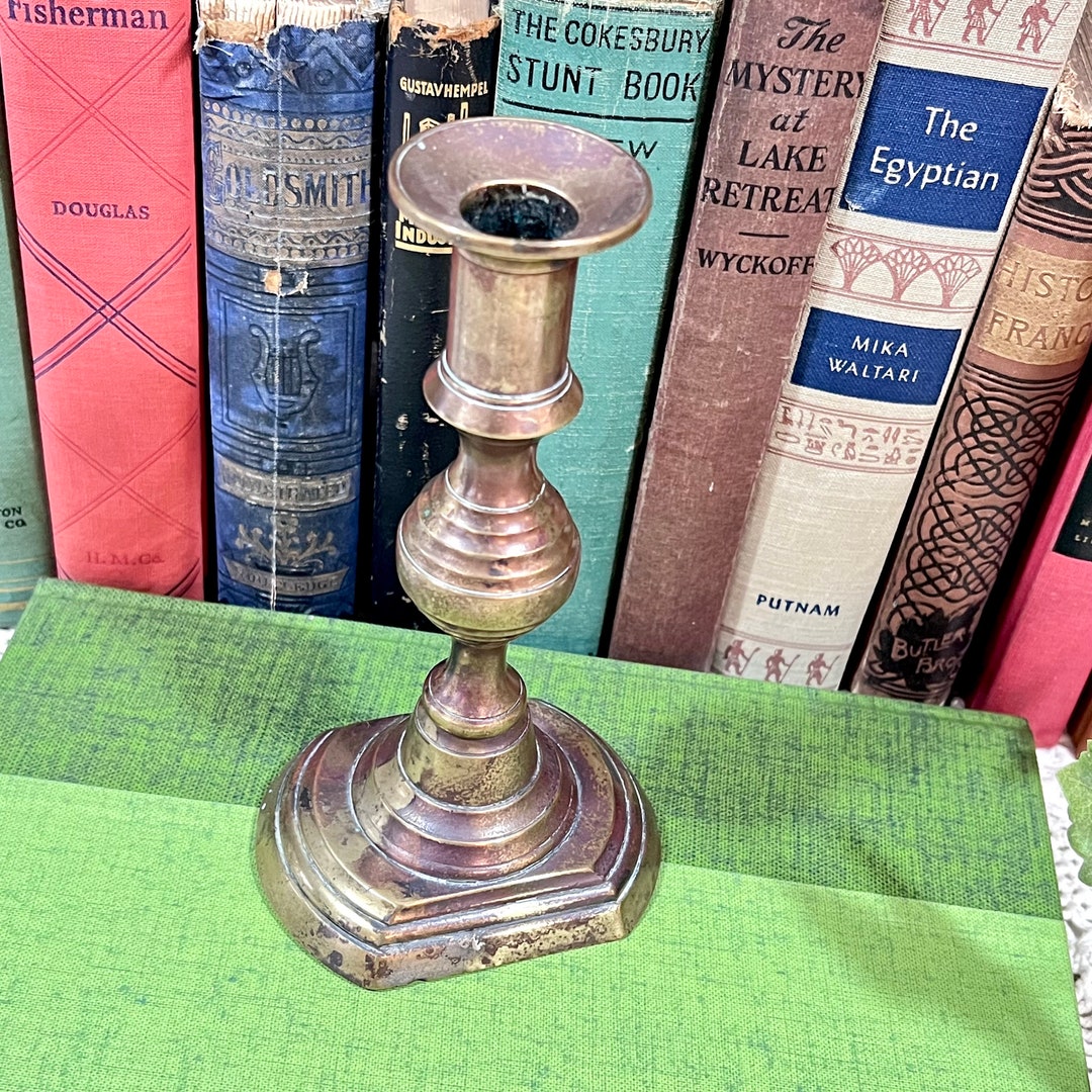 Brass Candlestick W/ Push up / Candle Pushers Mechanism Antique Single