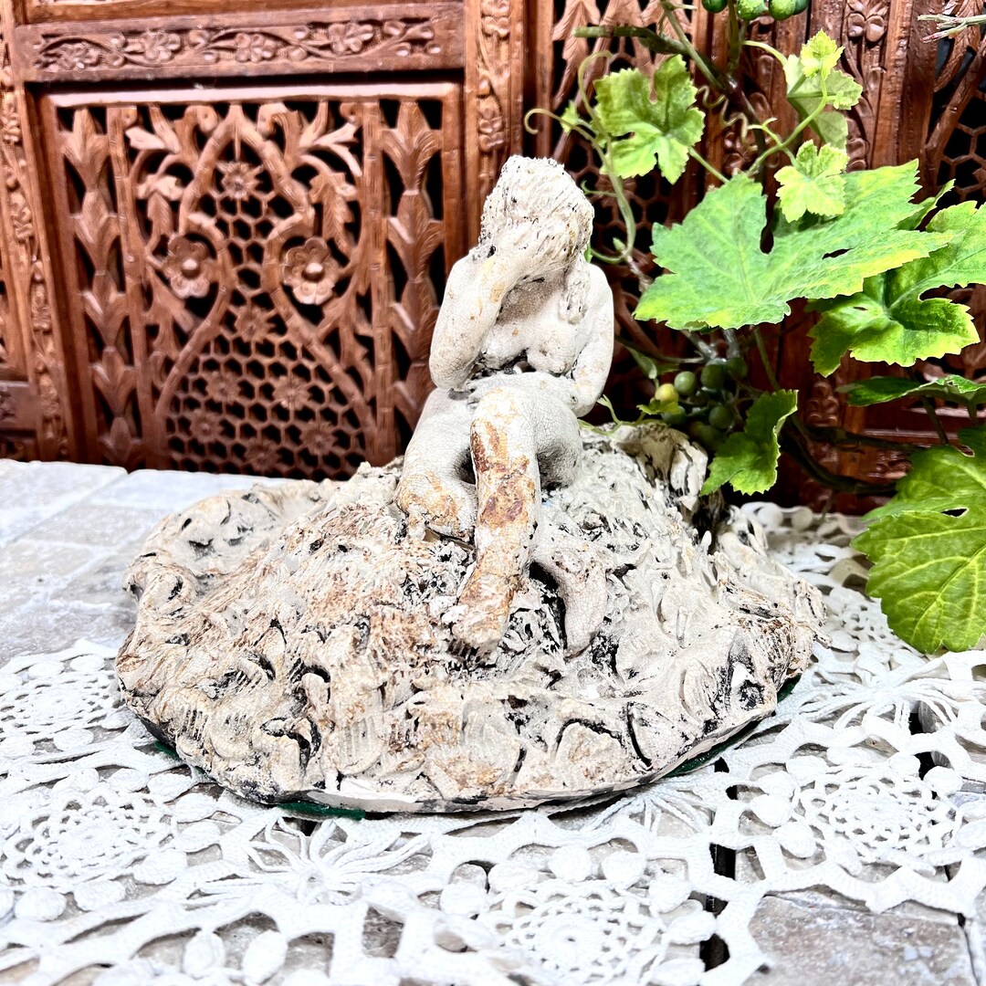 Perhaps She Was Having a Bad Hair Day Vintage Nude Woman Sculpture