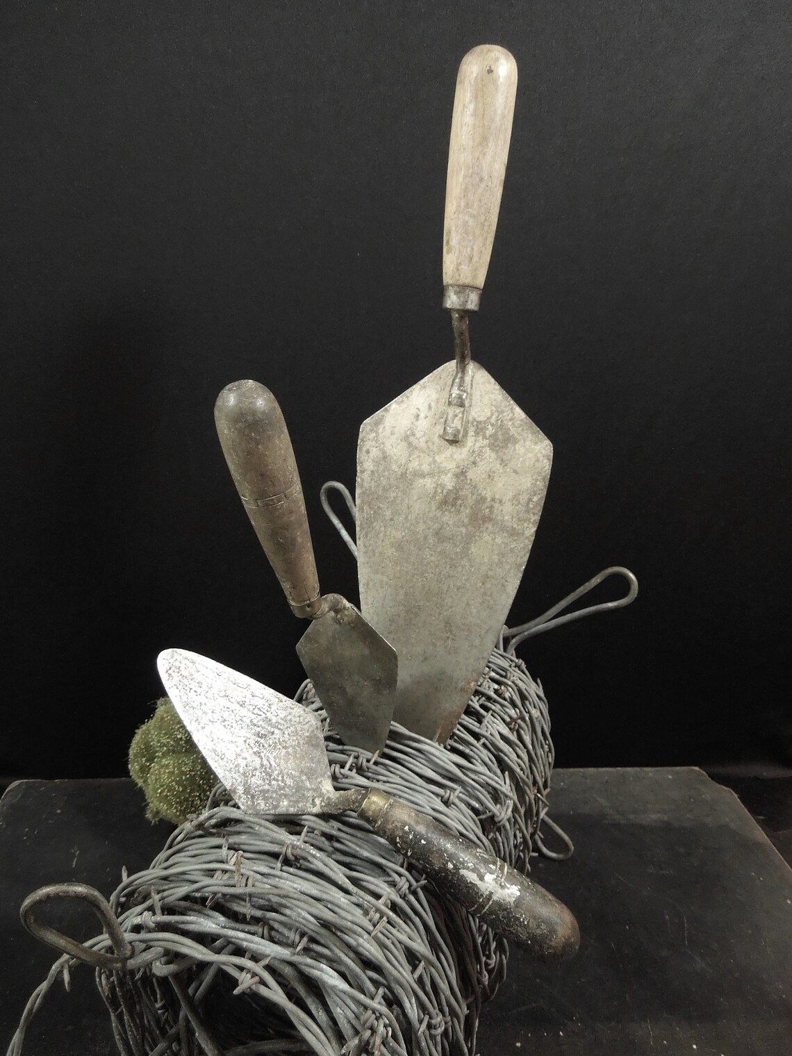 3 Wood Handled Metal Trowels Vintage Manual Mason Brick Etsy