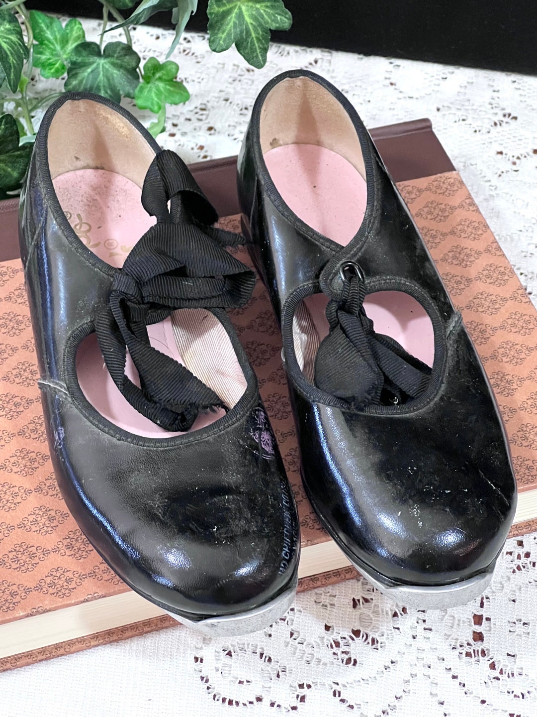 Child's Size Tap Shoes Black Patent Leather Vintage Etsy