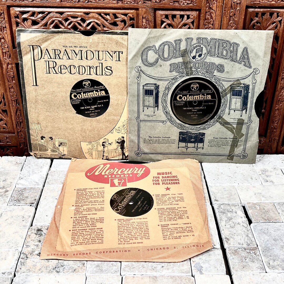 Shellac Crow Shellac Resin Vinyl 3 Records Old Comedy Duo Two Black Crows, 1920's 30 ...