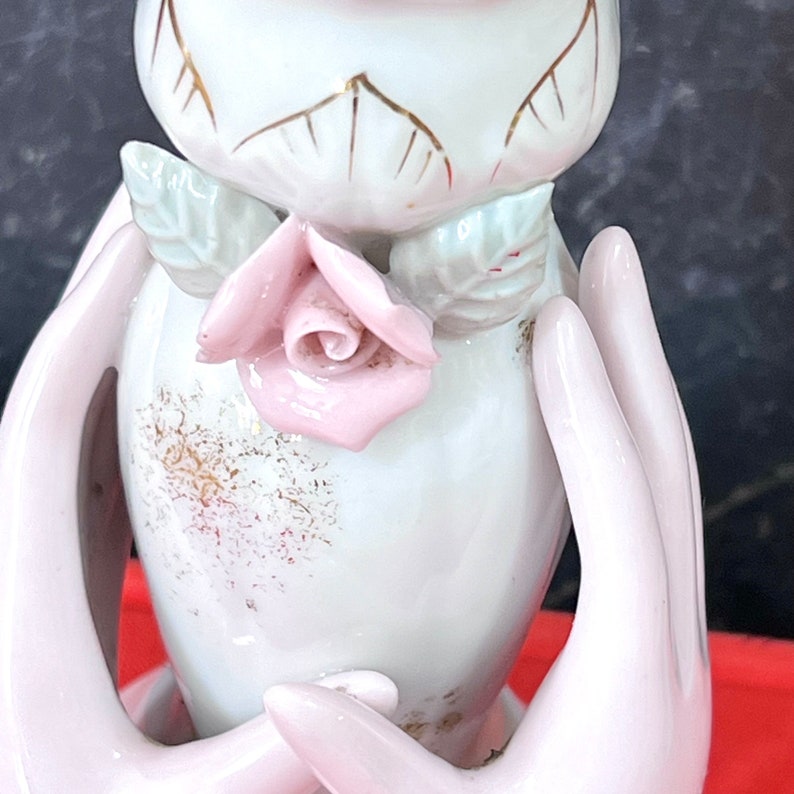 Ceramic Hand Fluted Vase W/ Pink Rose - Vintage - Etsy