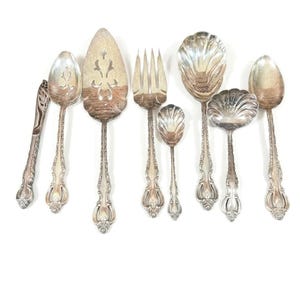 Flatware, Serving 8 Pc. Countess Pattern  Vintage, Pie Server, Meat Fork, Sauce Spoon Plus