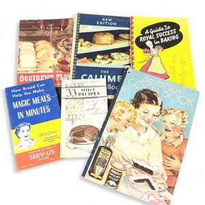 Cookbooks 6 Books Vintage Serv-us, Aristos, Royal & Calumet Baking Powder, Mcness and more