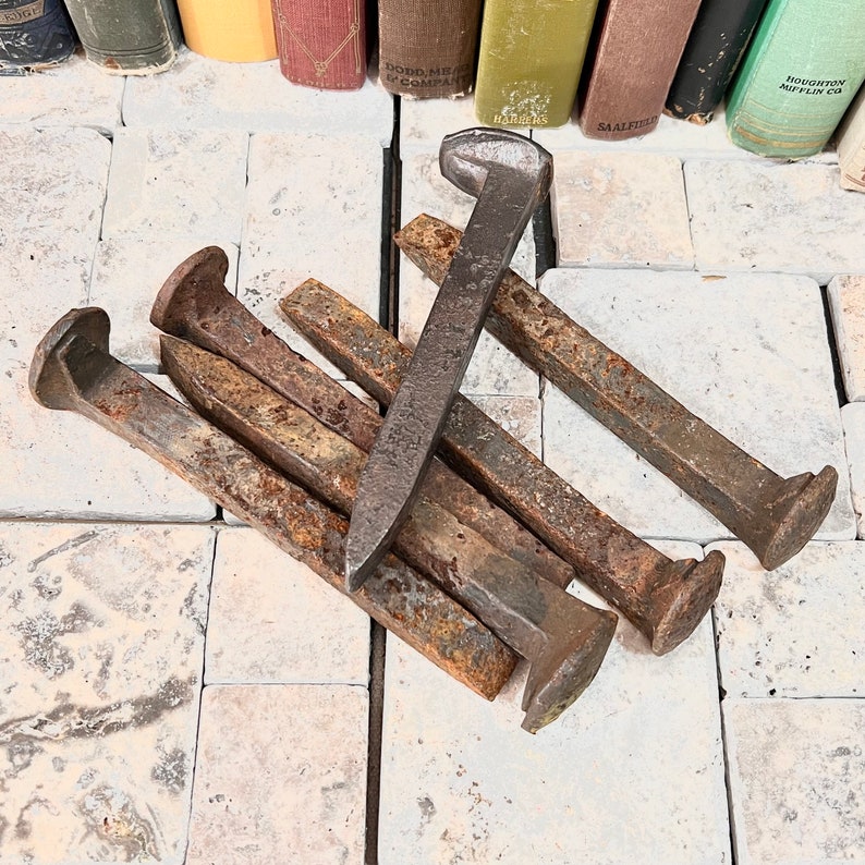 6 Scrap Metal Railroad Track Iron Spikes Working on the Railroad Craft