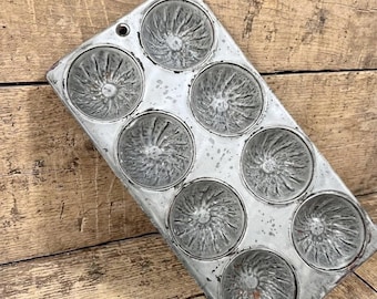 Enamelware Muffin Tin, Pan Antique - 1800's Marked Granite Steel Ware