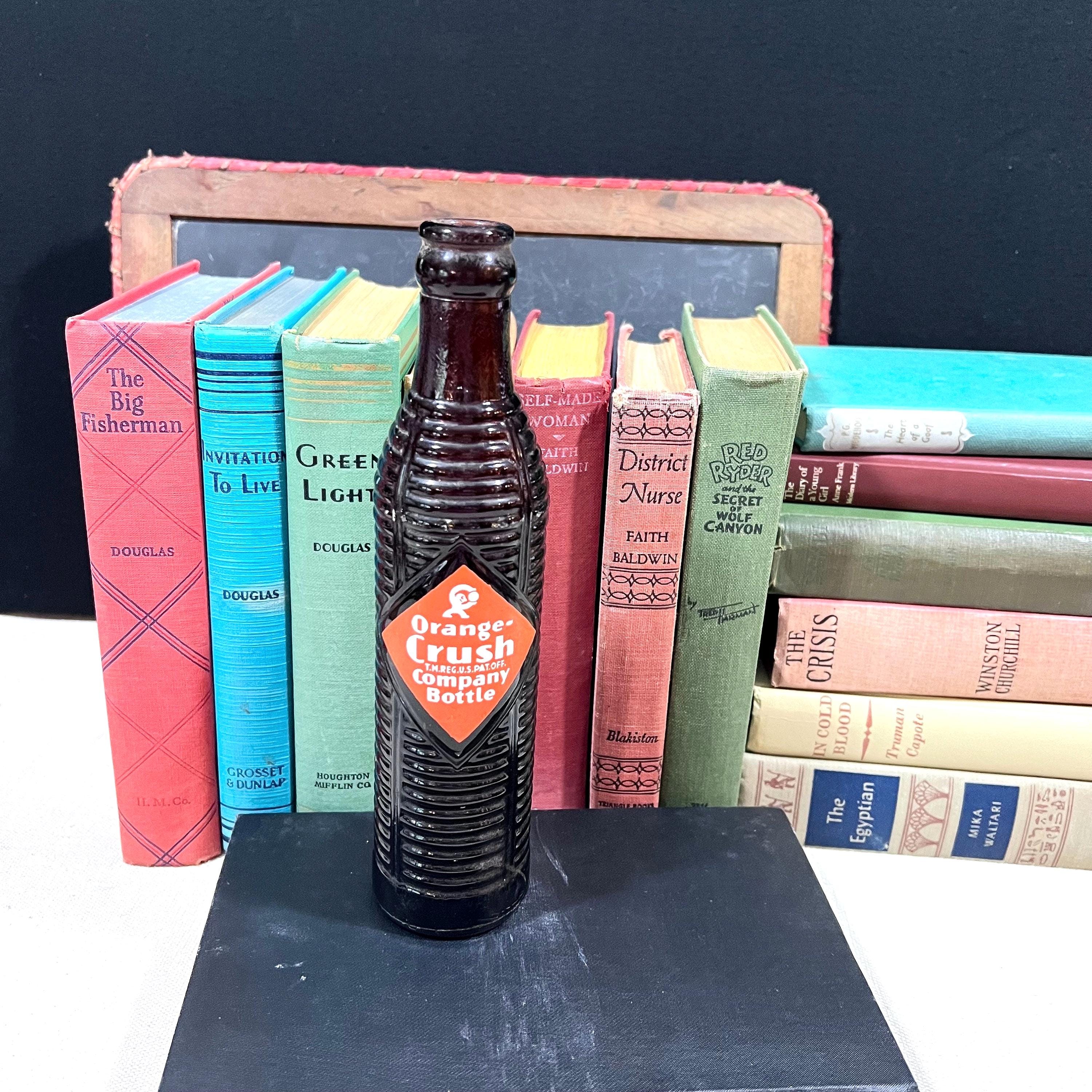 Rippled Brown Glass Bottle of Orange Crush - Collectible Soda Pop Bottle - Ribbed Dark Brown