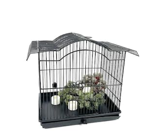 Metal / Wire Bird Cage - Black Metal Wire - Vintage Birdcage