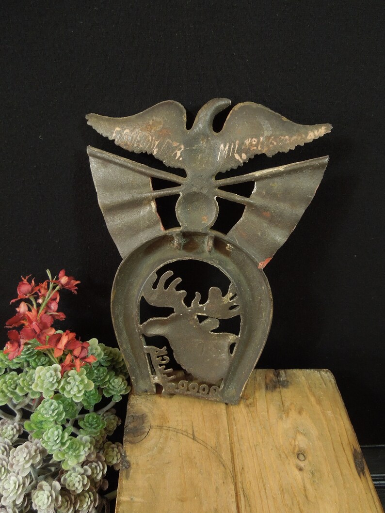 Cast Iron American Eagle W/ Flag Benevolent Order of Moose Etsy