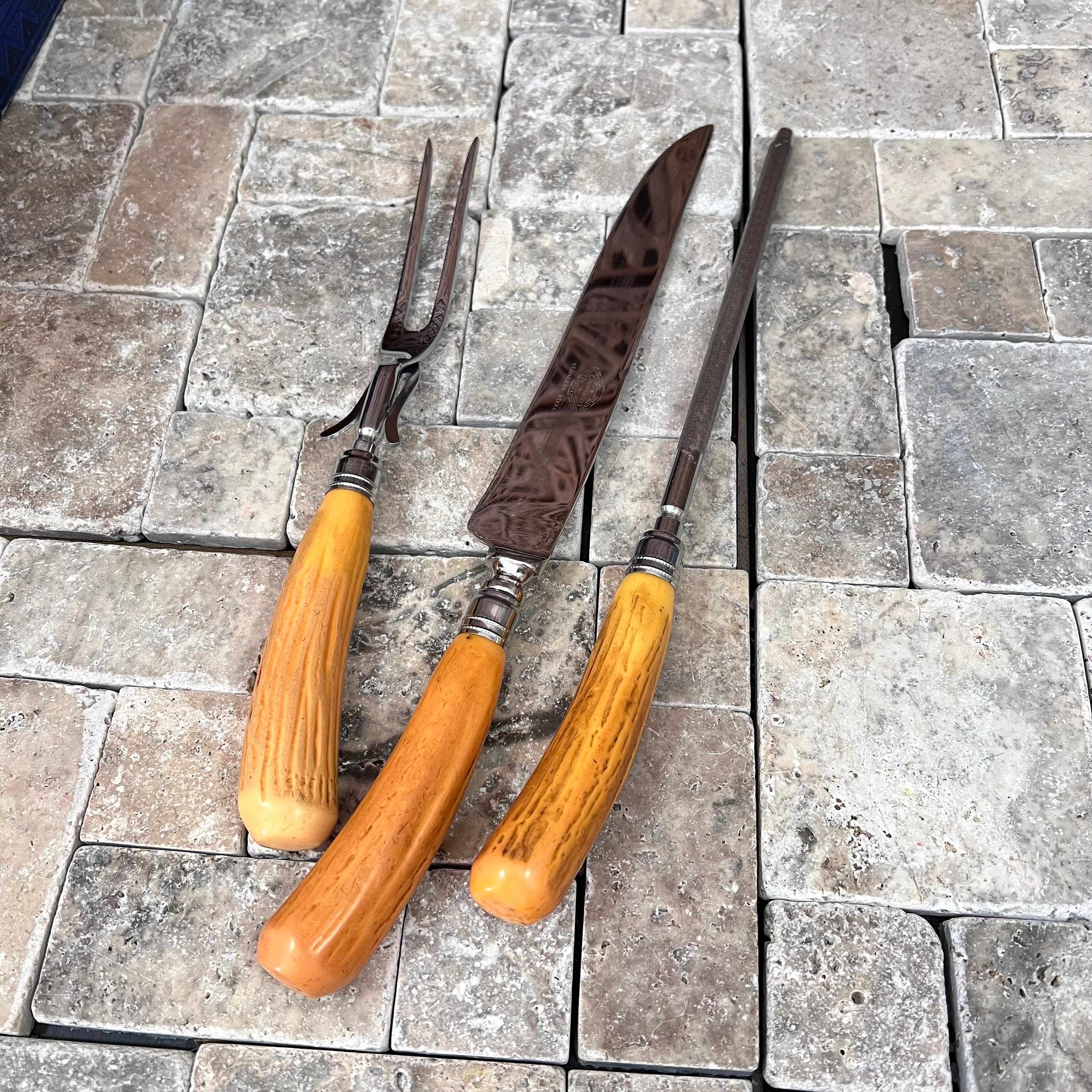 Vintage Salad Knife Set for 6 1940s Cream Faux Bone / Faux 