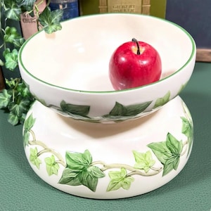 Two Serving Vegetable Bowls - Ivy Patterned Franciscan 8" and 7" - Vintage Ceramic Dishes Dinnerware