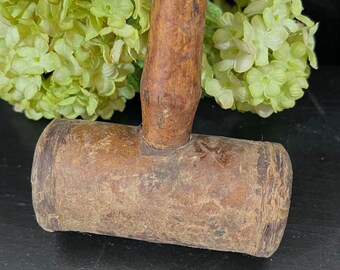 If I had a hammer -  Mallet Raw Hide Leather Wrapped Hammer for Engraving, Tooling, Jewelry Making or other Craft Work Vintage Tool