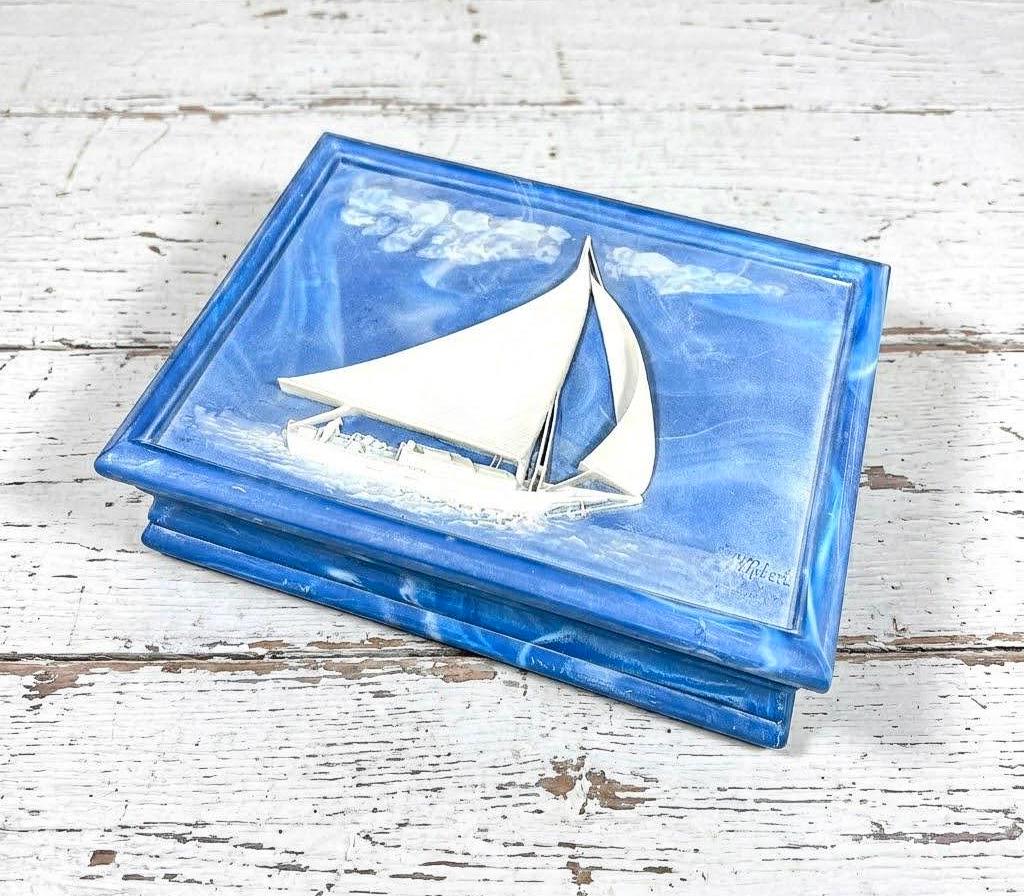 tr0715 GENUINE INCOLAY STONE 小物入れ ケース 箱 Blue Incolay Stone Box - Etsy
