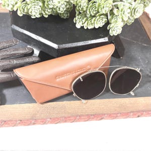 Bausch & Lomb Clip On Sunglasses w/ Original Case - Cool Vintage Prop Fashion - Approx. 4 3/8&quot; at widest