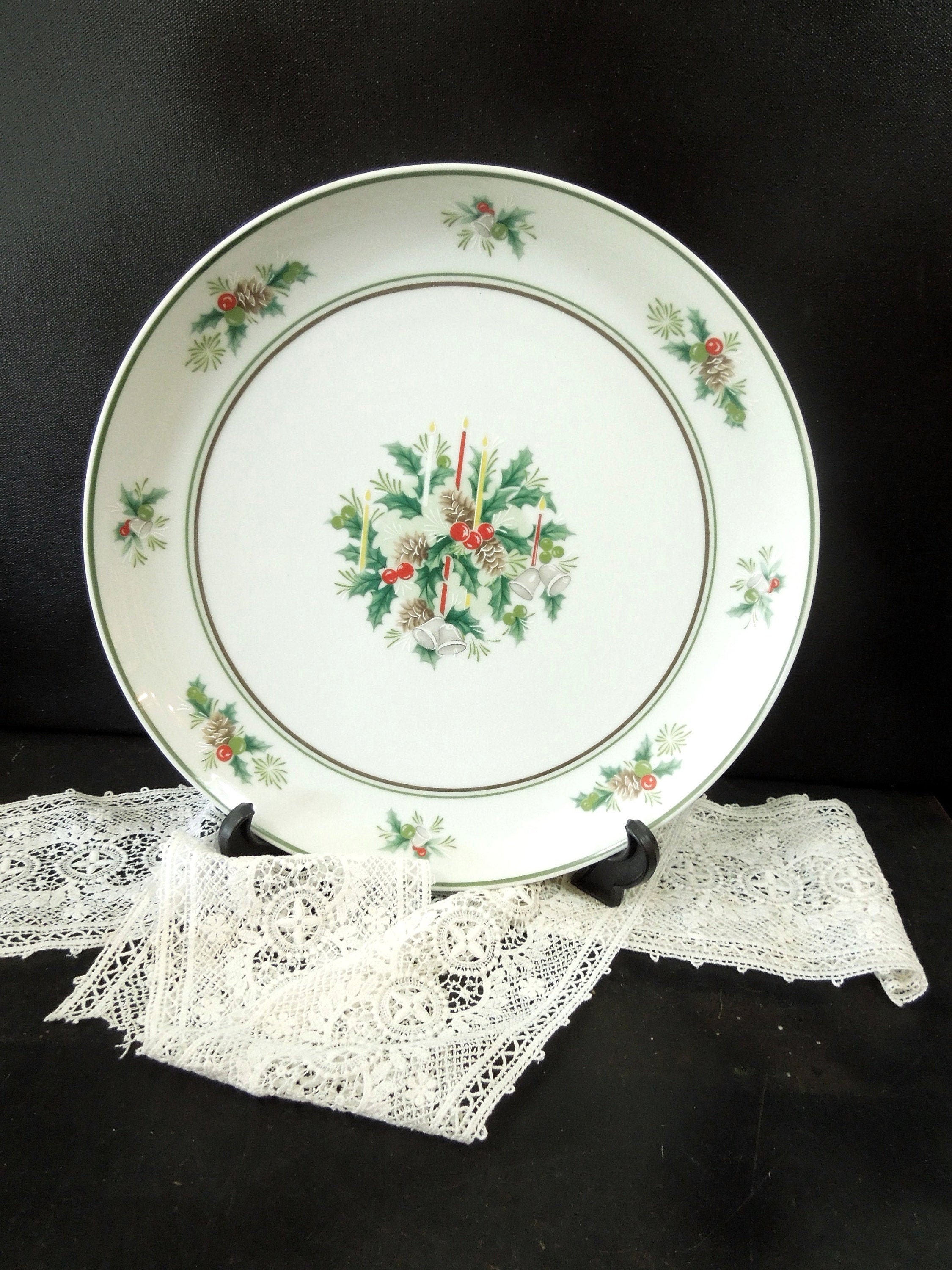 Vintage Noritake Christmas Holly Platter Chop Plate Round Etsy