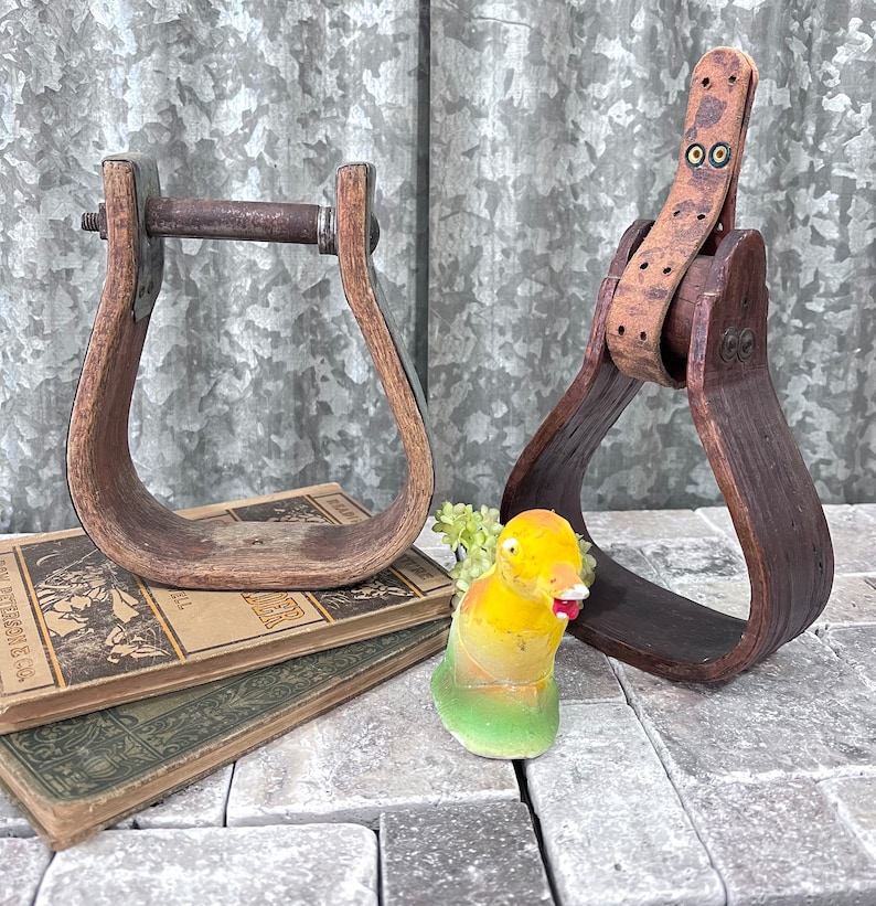 Two Wood Stirrups Horse Riding Display Decor Prop Western Etsy