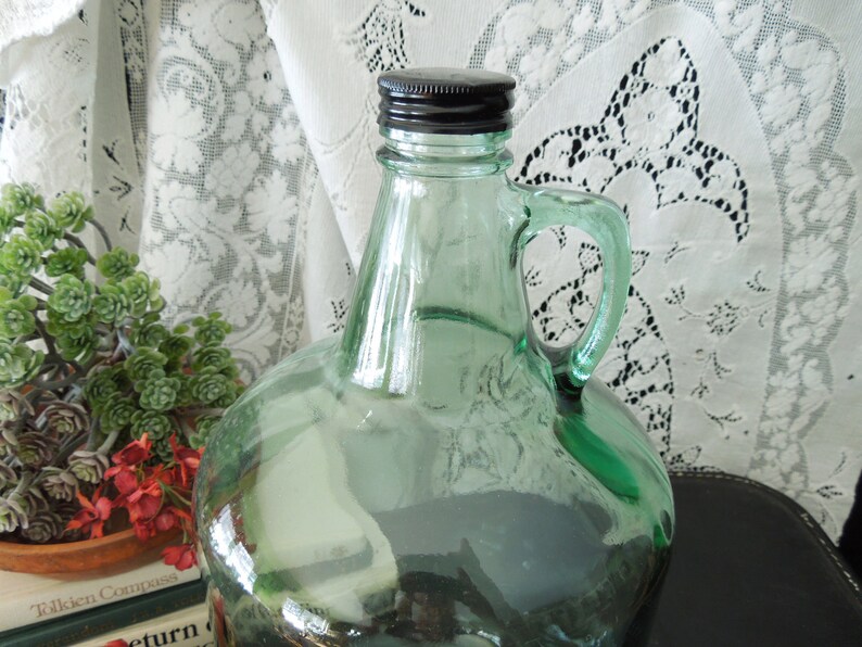 Large Green Glass Wine Jug Vintage Prop Display Decor Wine Etsy
