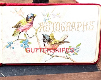 Fond Remembrances - Autograph Book School Girl Graduation 1901 - Red Velvet Plush Cover Deerfield Wis. - Antique