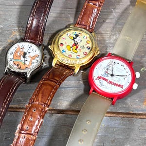 3 Wristwatches w/ Cartoon Characters, Bugs Bunny,  Scooby Doo & Mickey