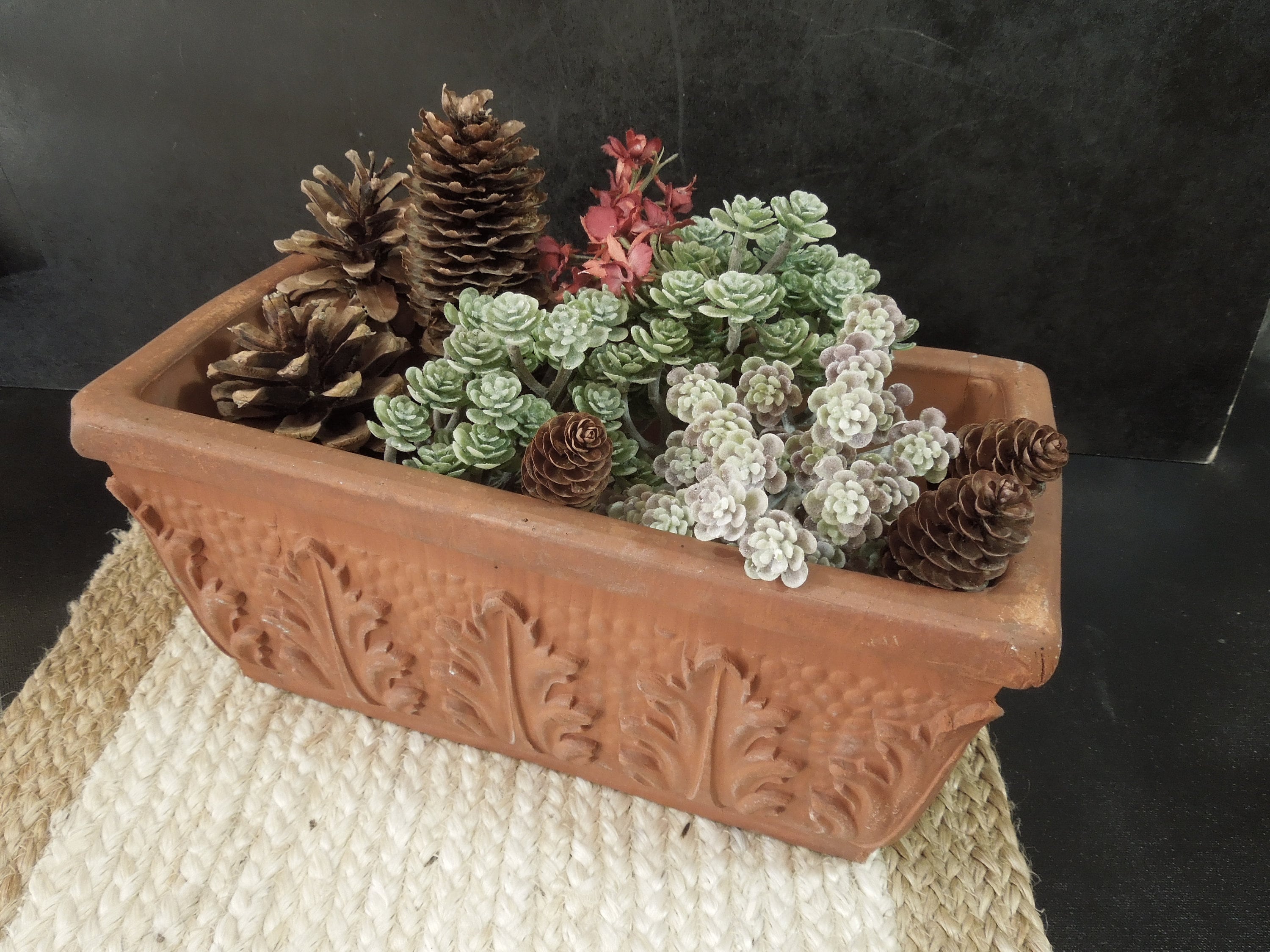 Image of Large terracotta pot with planter box shape