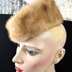 Blonde Mink Pillbox Hat by Harman Fur Farms