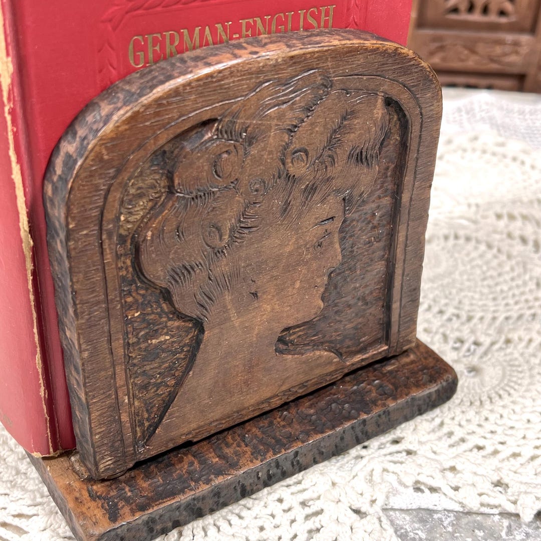 Wood Book Stand W/ Pyrography / Flemish Art Gibson Girl Style Image on ...