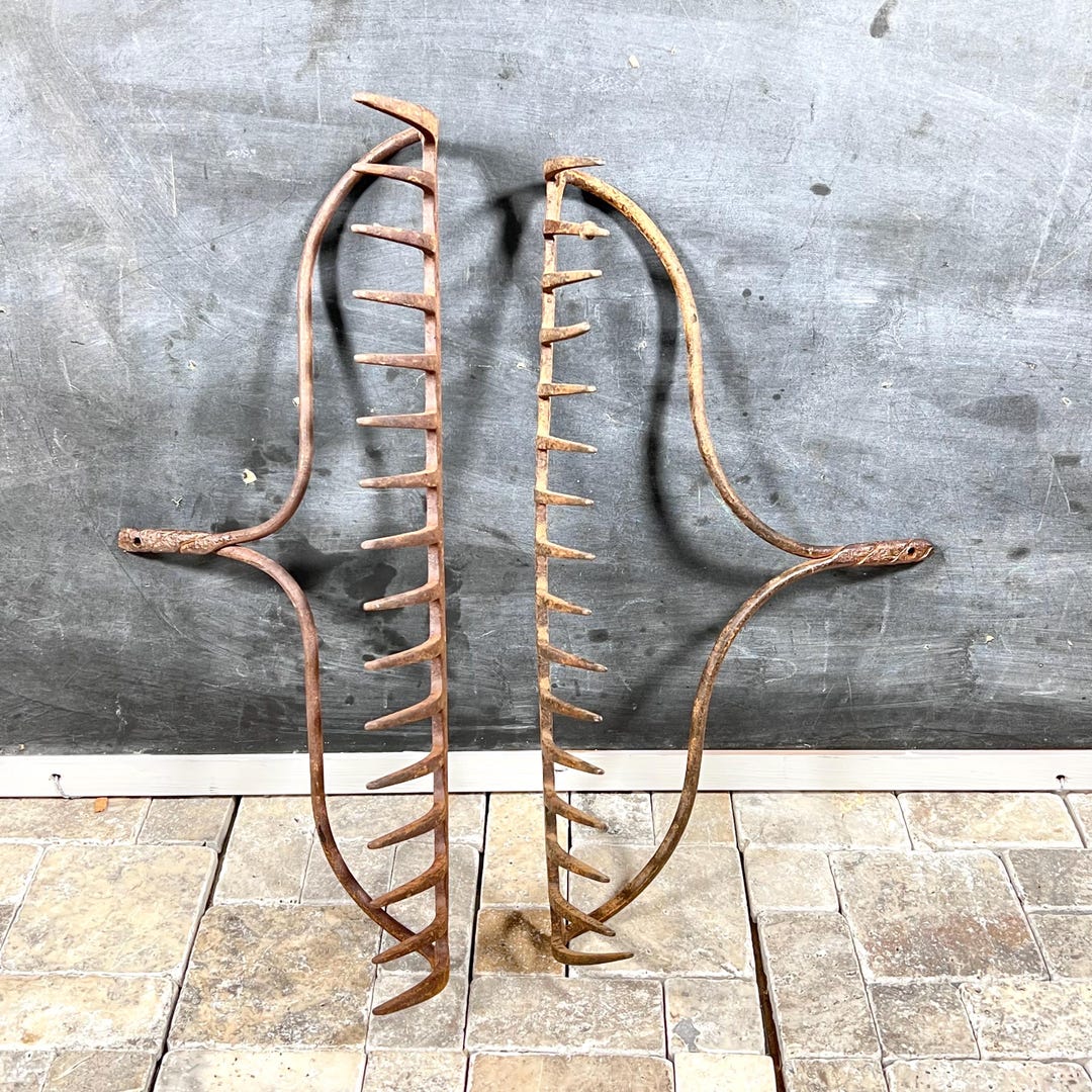 2 Aged Rake Heads for Display Wall Aged Worn Shabby - Primitive Vintage ...