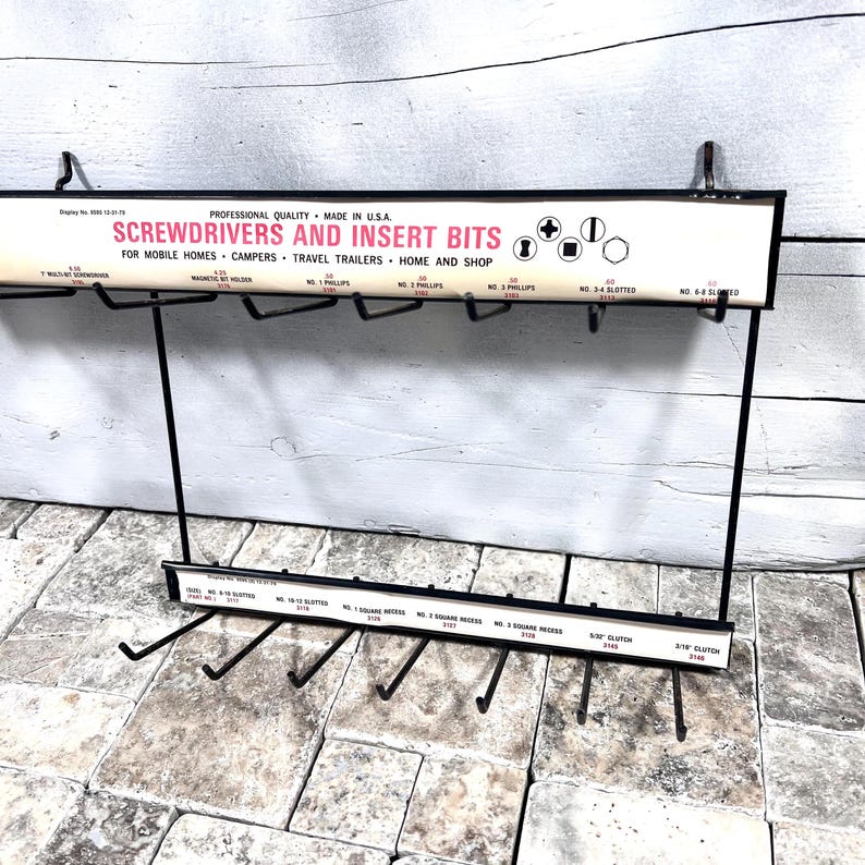 Screwdriver Bits Rack Vintage Screwdriver Tool Store Rack - Metal Display - Etsy
