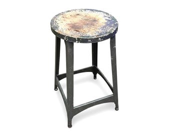 Metal Stool, Plant Stand, Aged Vintage Furniture 20 1/4" High