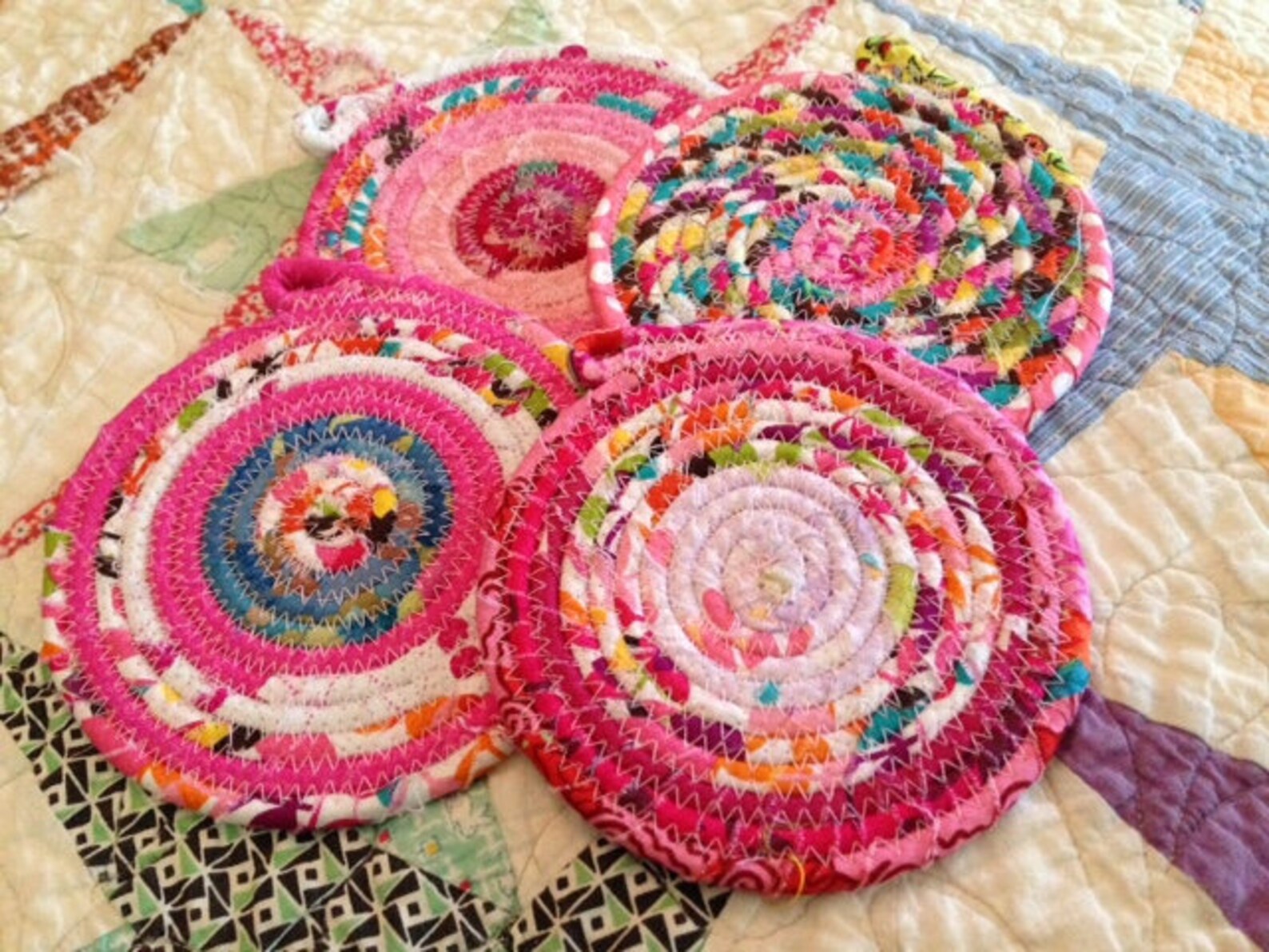 Fabric Covered Coiled Clothesline Coasters set of 4 Custom Etsy