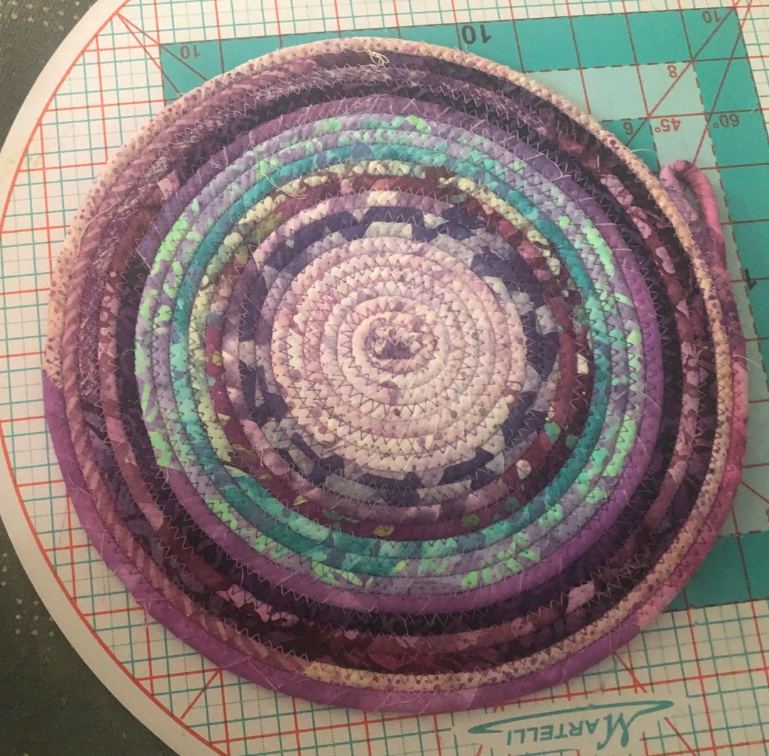 Large Sized Purple and Turquoise Batiks Trivet/mug Rug Candle Mat 113