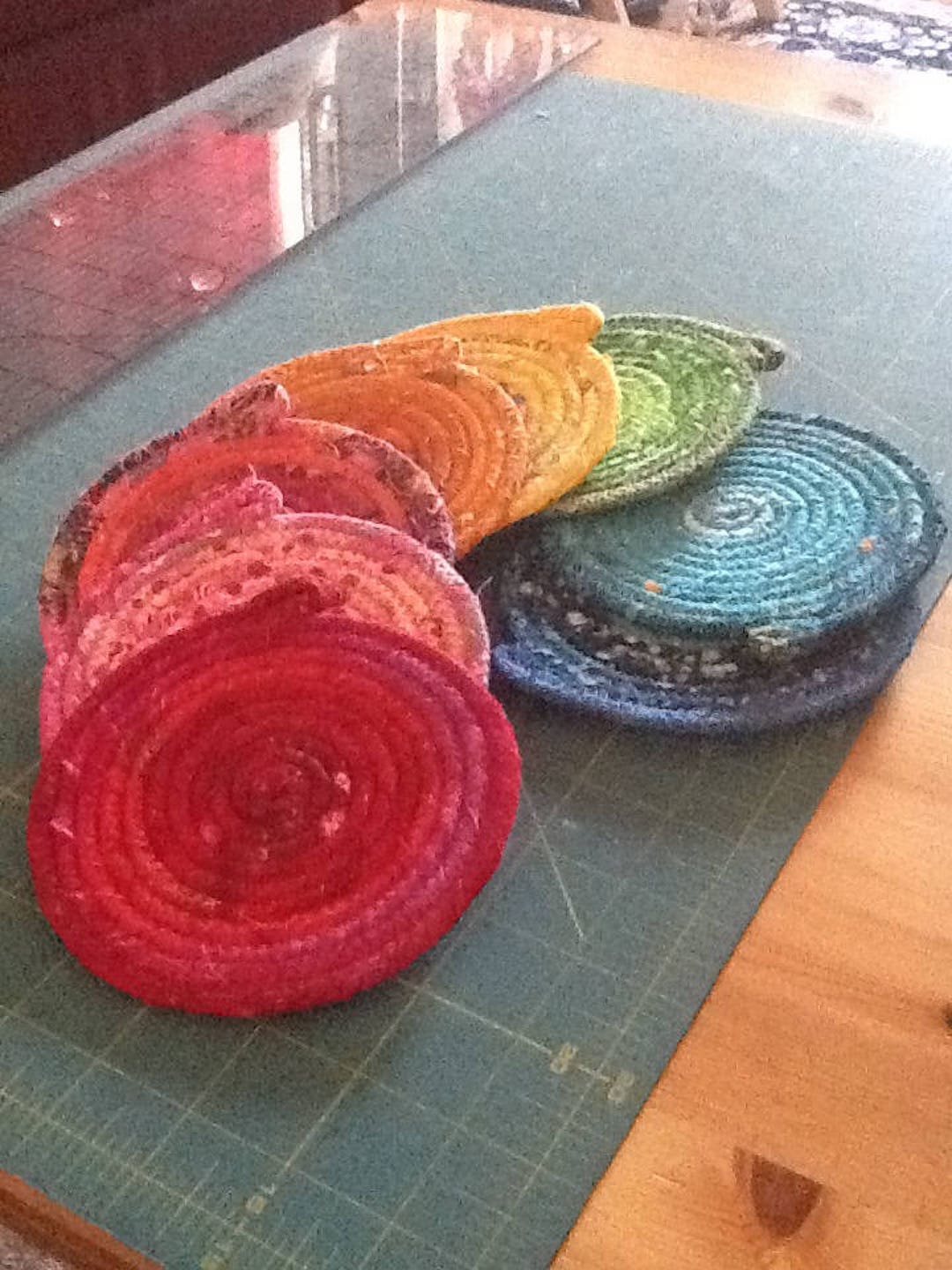 Fabric Covered Coiled Clothesline Coasters set of 4 Custom Order Etsy