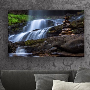 BoxColors 1 Panel 20x30 inches Canvas Prints Wall Art Pictures cascade landscape river rocks waterfall Home Deco Living Room Bedroom (N2309)