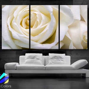 Huge 3 Panels framed 1.5&quot; depth Art Canvas Print White Rose love Flower Floral Nature Wall home office decor interior