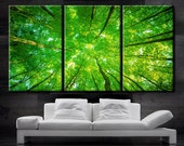 LARGE 30"x 60" 3 Panels Art Canvas Print Beautiful view Trees forest  Wall Home office interior design decor (Included framed 1.5" depth)