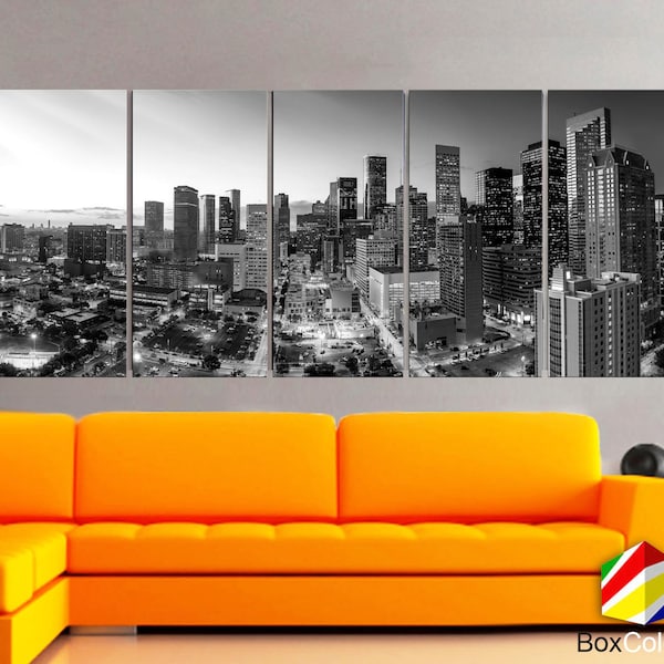 Houston Skyline Canvas Wall Art Etsy