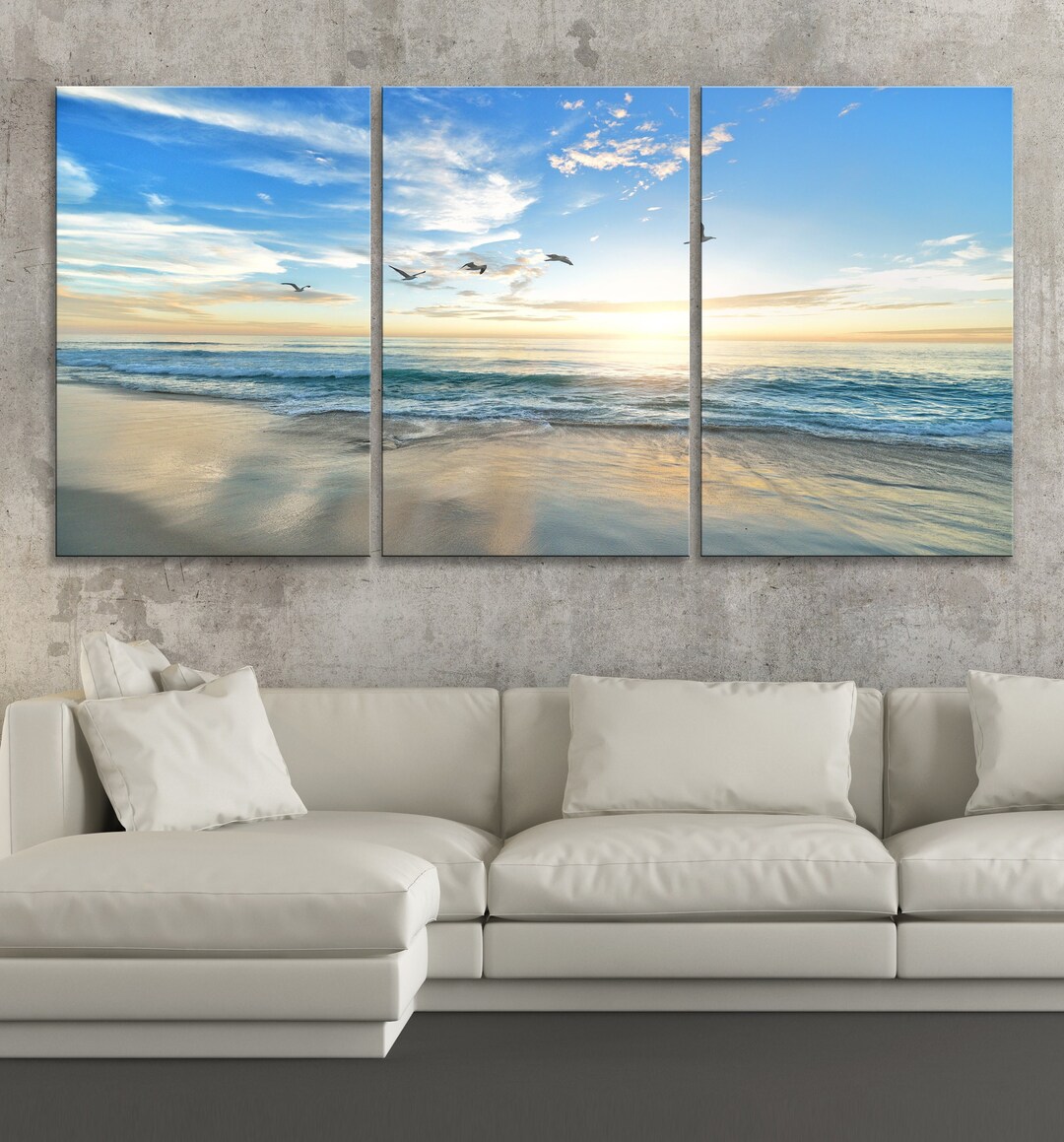 Boxcolors LARGE 30"x 60" 3 Panels 30x20 Ea Art Canvas Print Palm Sunset ...