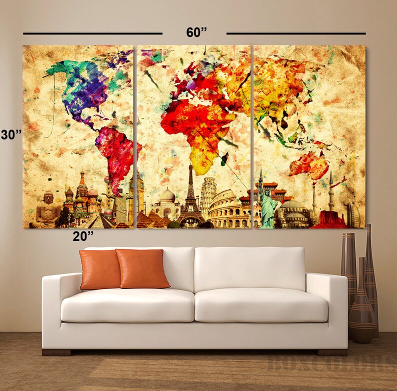 LARGE 30x 60 3 Panels Art Canvas Print Original Etsy