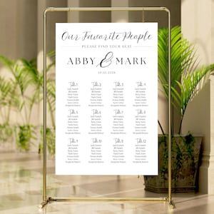 Editable Wedding Seating Chart Template | Canva Seating Plan Sign | Printable Guest List Poster 18x24 & 24x36 | Digital Download for Events