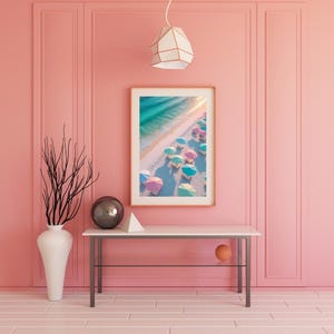 Beachy Wall Art: Pastel Coastal Print - Turquoise Waves (Digital Download 11x14 inches)