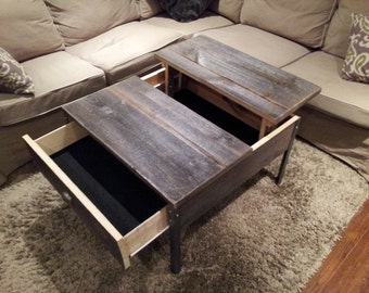 Items Similar To Old Barn Wood Pop Up Coffee Table With Clear Coat