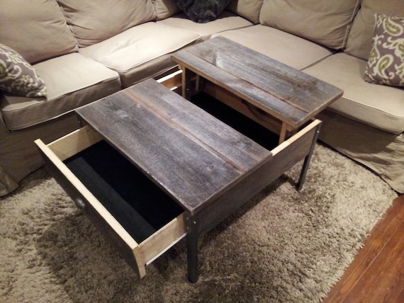Square Old Barn Wood Pop Up Table With Clear Coat Etsy