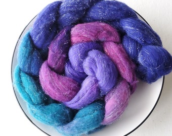 SW merino/stellina top gradient hand painted 4 oz, fiber for spinning