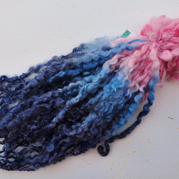 Teeswater locks, curls, 10-12" hand dyed for spinning, knitting, felting batt making and art yarn, 1 oz